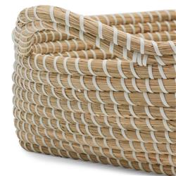 Pigeon and Poodle Roslyn White Woven Natural Seagrass Basket - Set of 2|