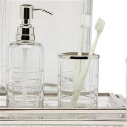 Pigeon and Poodle Argos Modern Textured Glass Nickel Accent Soap Pump|