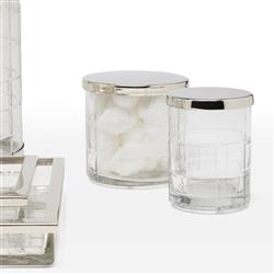 Pigeon and Poodle Argos Textured Glass Nickel Accent Bath Canister - Small|