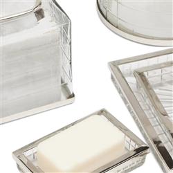 Pigeon and Poodle Argos Modern Textured Glass Nickel Accent Soap Dish|