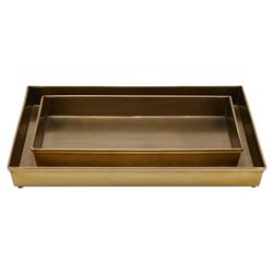 Pigeon and Poodle Hagen Modern Antique Brass Stainless Steel Tray - Set of 2|