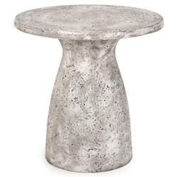 Eduard Industrial Loft Light Grey Concrete Round Pedestal Outdoor Side Table|