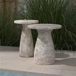 Eduard Industrial Loft Light Grey Concrete Round Pedestal Outdoor Side Table|
