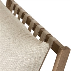 Addison Coastal Beach Beige Upholstered Brown Teak Wood Outdoor Rocking Chair|