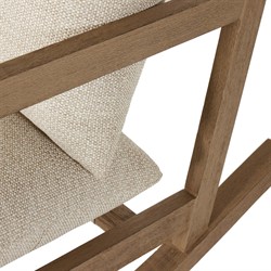 Addison Coastal Beach Beige Upholstered Brown Teak Wood Outdoor Rocking Chair|