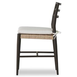 George Mid Century White Cushion Woven Wicker Aluminum Frame Outdoor Side Chair|