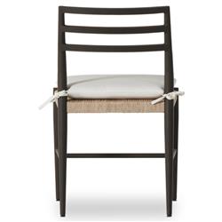 George Mid Century White Cushion Woven Wicker Aluminum Frame Outdoor Side Chair|