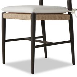 George Mid Century White Cushion Woven Wicker Aluminum Frame Outdoor Side Chair|