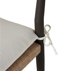 George Mid Century White Cushion Woven Wicker Aluminum Frame Outdoor Side Chair|