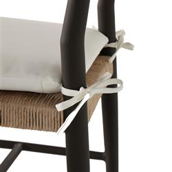 George Mid Century White Cushion Woven Wicker Aluminum Frame Outdoor Side Chair|