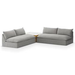 Cee Grey Upholstered 2 Piece Outdoor Sectional with Coffee Table - 117"Wx117"D|