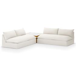 Cee Cream Upholstered 2 Piece Outdoor Sectional with Coffee Table - 117"Wx117"D|