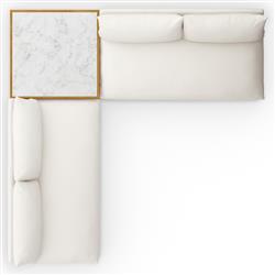 Cee Cream Upholstered 2 Piece Outdoor Sectional with Coffee Table - 117"Wx117"D|