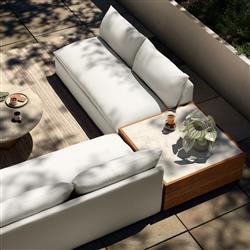 Cee Cream Upholstered 2 Piece Outdoor Sectional with Coffee Table - 117"Wx117"D|