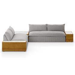 Cee Grey Upholstered Outdoor Sectional with End and Coffee Table - 127"Wx127"D|