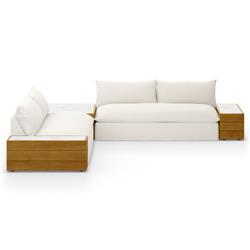 Cee Cream Upholstered Outdoor Sectional with End and Coffee Table - 127"Wx127"D|
