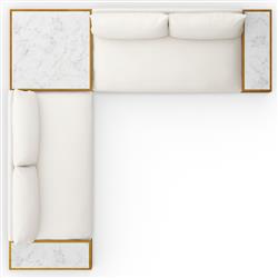 Cee Cream Upholstered Outdoor Sectional with End and Coffee Table - 127"Wx127"D|