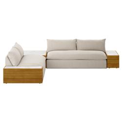 Cee Beige Upholstered Outdoor Sectional with End and Coffee Table - 127"Wx127"D|