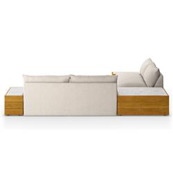 Cee Beige Upholstered Outdoor Sectional with End and Coffee Table - 127"Wx127"D|