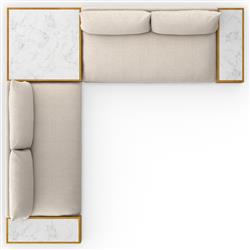 Cee Beige Upholstered Outdoor Sectional with End and Coffee Table - 127"Wx127"D|