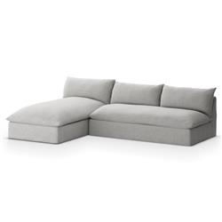 Cee Modern Classic Grey Upholstered 2 Piece Outdoor Sectional - 111"Wx72"D|