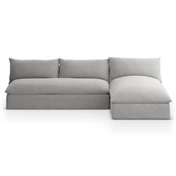 Cee Modern Classic Grey Upholstered 2 Piece Outdoor Sectional - 111"Wx72"D|