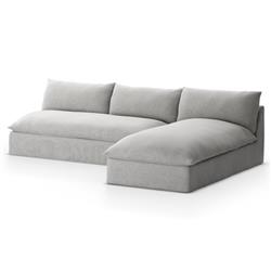 Cee Modern Classic Grey Upholstered 2 Piece Outdoor Sectional - 111"Wx72"D|