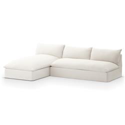 Cee Modern Classic Cream Upholstered 2 Piece Outdoor Sectional - 111"Wx72"D|
