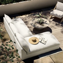 Cee Modern Classic Cream Upholstered 2 Piece Outdoor Sectional - 111"Wx72"D|
