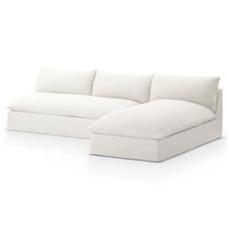 Cee Modern Classic Cream Upholstered 2 Piece Outdoor Sectional - 111"Wx72"D|