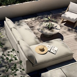 Cee Modern Classic Beige Upholstered 2 Piece Outdoor Sectional - 111"Wx72"D|