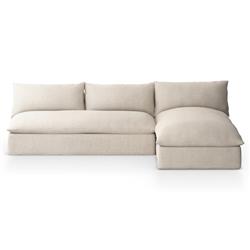 Cee Modern Classic Beige Upholstered 2 Piece Outdoor Sectional - 111"Wx72"D|