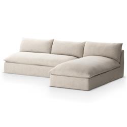 Cee Modern Classic Beige Upholstered 2 Piece Outdoor Sectional - 111"Wx72"D|