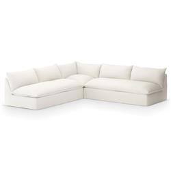 Cee Modern Classic Cream Upholstered 3 Piece Outdoor Sectional - 114"Wx114"D|