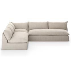 Cee Modern Classic Beige Upholstered 3 Piece Outdoor Sectional - 114"Wx114"D|