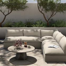 Cee Modern Classic Beige Upholstered 3 Piece Outdoor Sectional - 114"Wx114"D|