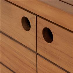 Yulla Rustic Lodge Natural Solid Teak Wood 4 Door Outdoor Sideboard|