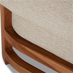 Carlo Mid Century Beige Upholstered Natural Teak Outdoor Chaise - LAF|