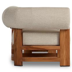 Carlo Mid Century Beige Upholstered Natural Teak Outdoor Chaise - LAF|