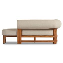 Carlo Mid Century Beige Upholstered Natural Teak Outdoor Chaise - LAF|