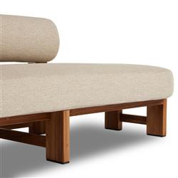 Carlo Mid Century Beige Upholstered Natural Teak Outdoor Chaise - LAF|