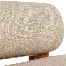 Carlo Mid Century Beige Upholstered Natural Teak Outdoor Chaise - LAF|