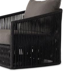 Porter Coastal Grey Upholstered Woven Rope Aluminum Outdoor Swivel Lounge Chair|