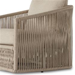 Porter Coastal Beige Upholstered Woven Rope Aluminum Outdoor Swivel Lounge Chair|