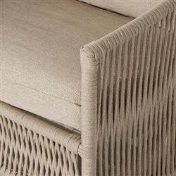 Porter Coastal Beige Upholstered Woven Rope Aluminum Outdoor Swivel Lounge Chair|