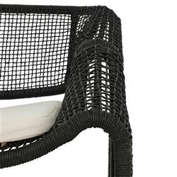 Lani Coastal Beach White Cushion Black Woven Wicker Outdoor Lounge Chair|
