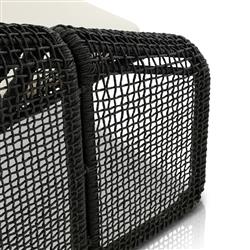 Lani Coastal Beach White Cushion Black Woven Wicker Outdoor Lounge Chair|