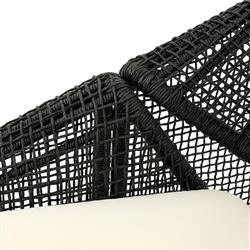 Lani Coastal Beach White Cushion Black Woven Wicker Outdoor Lounge Chair|