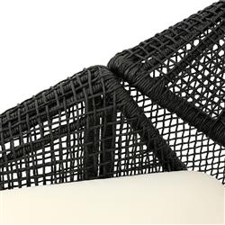 Lani Coastal Beach White Cushion Black Woven Wicker Outdoor Lounge Chair|