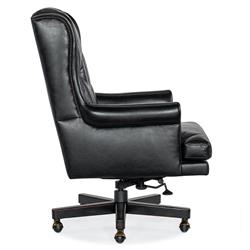 Harry Rustic Lodge Black Upholstered Leather Button Tufted Swivel Office Chair|